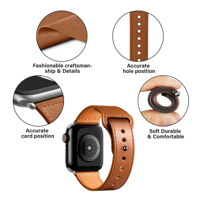Äkta Läderarmband till Apple Watch – Brun - EleganceOfSweden