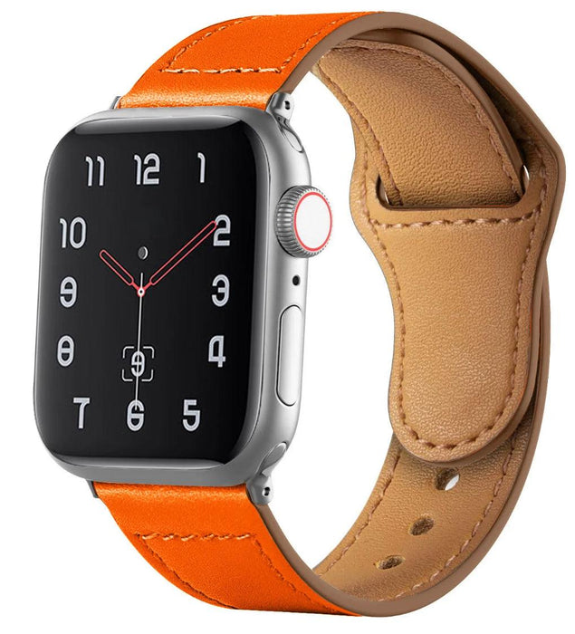 Äkta Läderarmband till Apple Watch – Orange - EleganceOfSweden