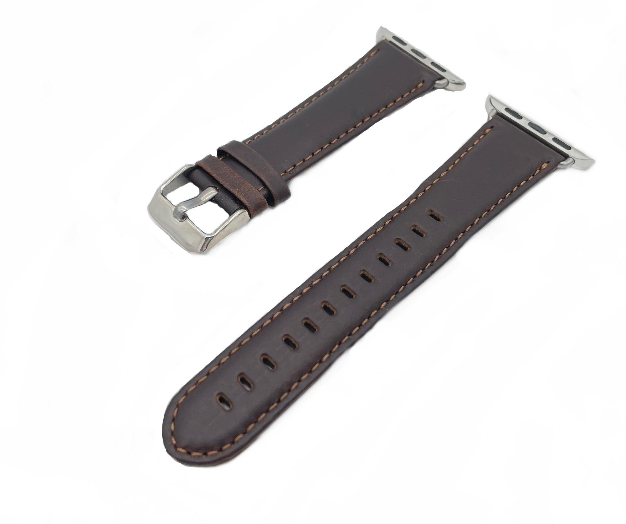APPLE WATCH ARMBAND/ ÄKTA LÄDERARMBAND- MÖRKBRUN - EleganceOfSweden