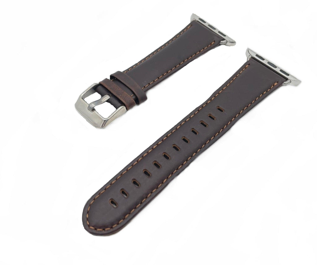 APPLE WATCH ARMBAND/ ÄKTA LÄDERARMBAND- MÖRKBRUN - EleganceOfSweden