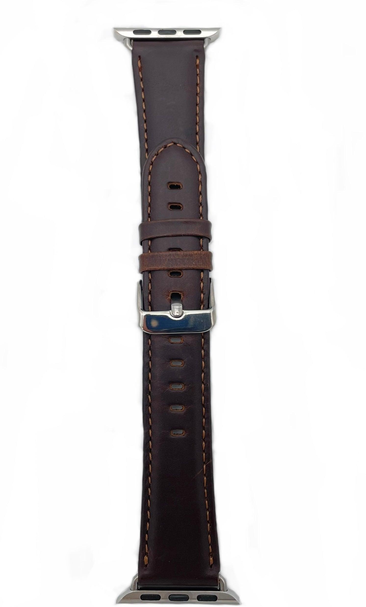 APPLE WATCH ARMBAND/ ÄKTA LÄDERARMBAND- MÖRKBRUN - EleganceOfSweden
