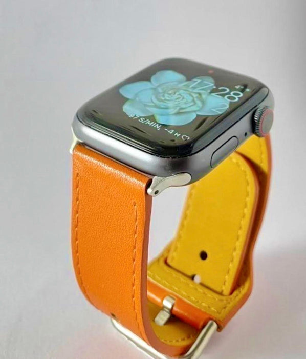 Apple Watch Armband/ KLASSISK LÄDERARMBAND- ORANGE - EleganceOfSweden