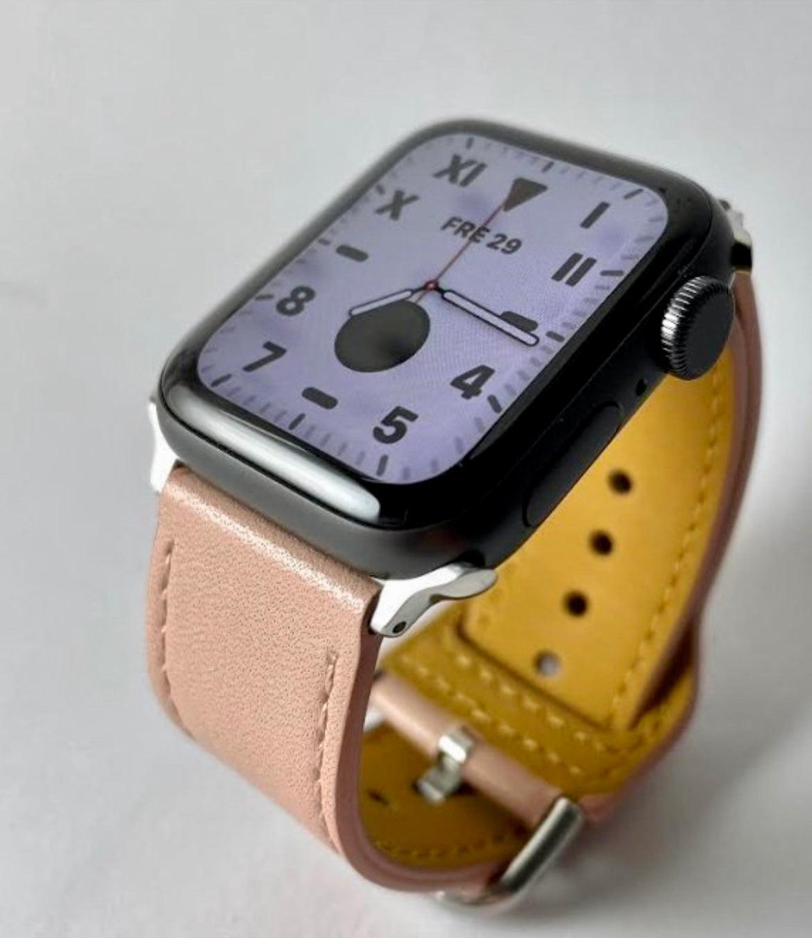 APPLE WATCH ARMBAND/ KLASSISK LÄDERARMBAND- ROSA - EleganceOfSweden