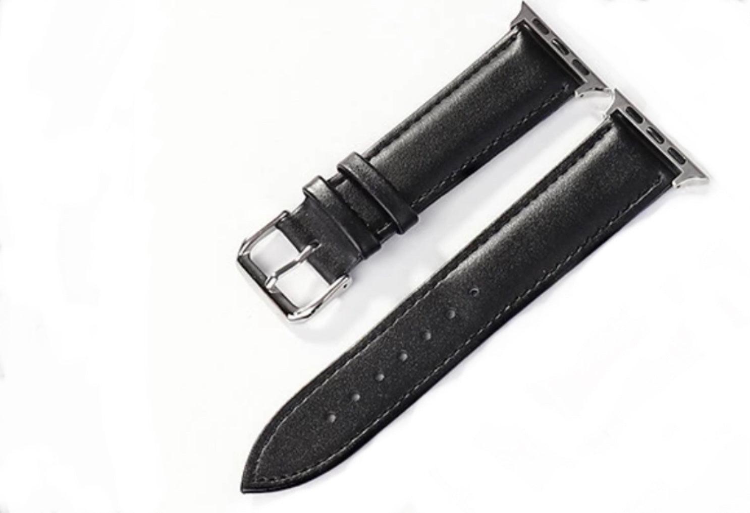 APPLE WATCH ARMBAND/ KLASSISK LÄDERARMBAND-SVART - EleganceOfSweden