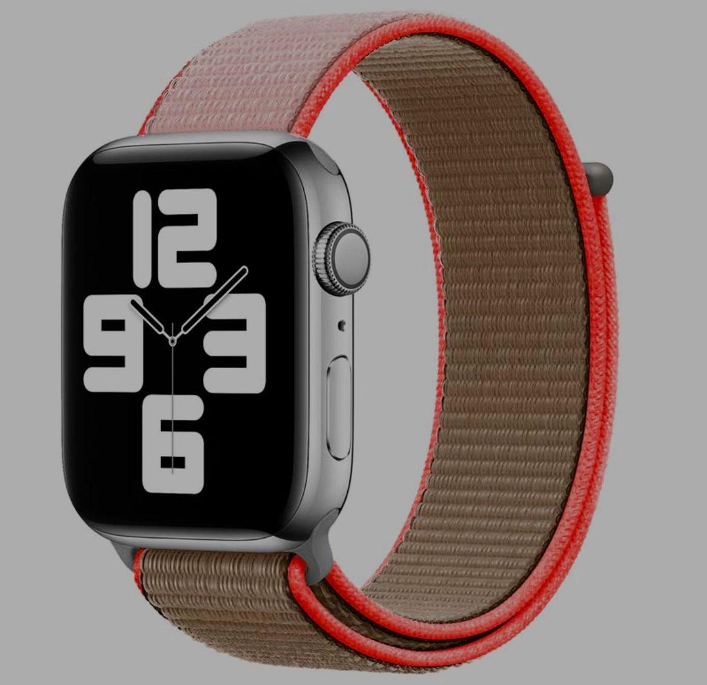 APPLE WATCH ARMBAND NYLON ARMBAND--BEIGE/ORANGE - EleganceOfSweden
