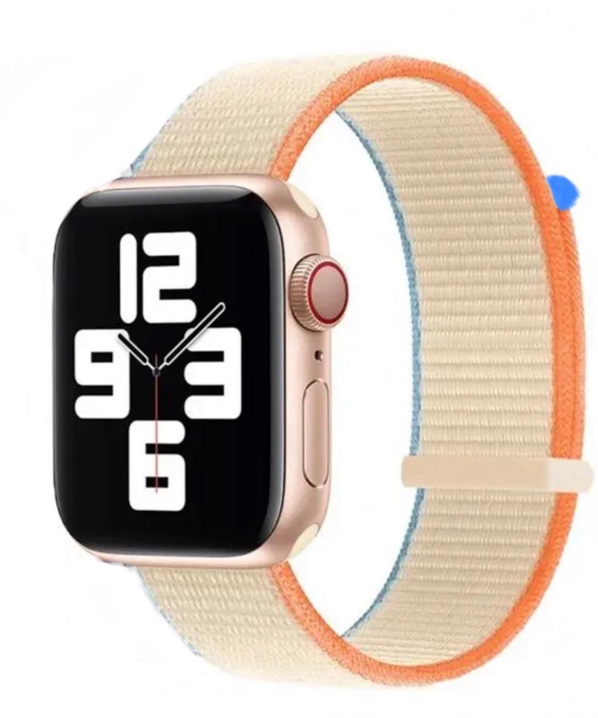 APPLE WATCH ARMBAND NYLON ARMBAND-VIT/BLÅ- ORANGE - EleganceOfSweden
