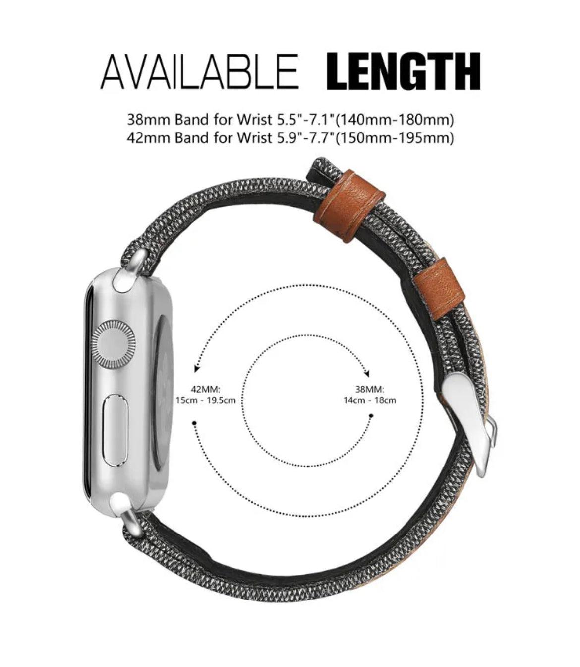 APPLE WATCH LÄDERARMBAND ÄKTA CANVAS GRÅ - EleganceOfSweden