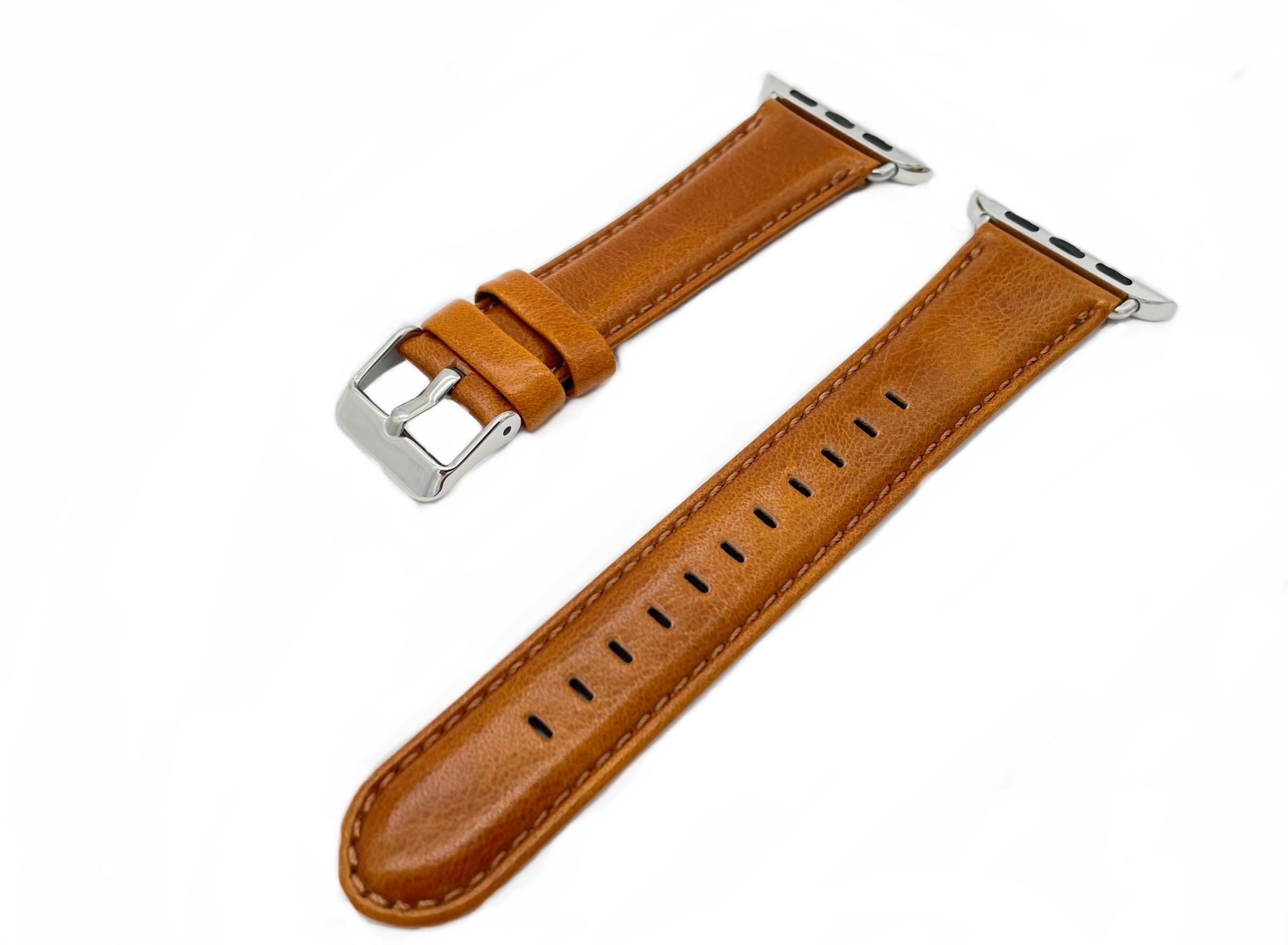 APPLE WATCH LÄDERARMBAND ÄKTA KLASSISK BRUN - EleganceOfSweden