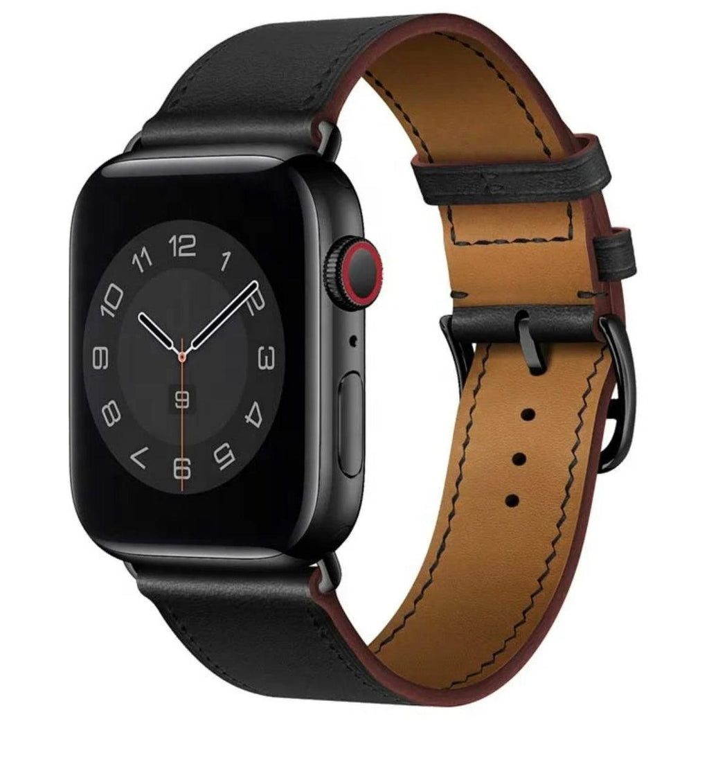 APPLE WATCH LÄDERARMBAND MIDNIGHT SVART - EleganceOfSweden