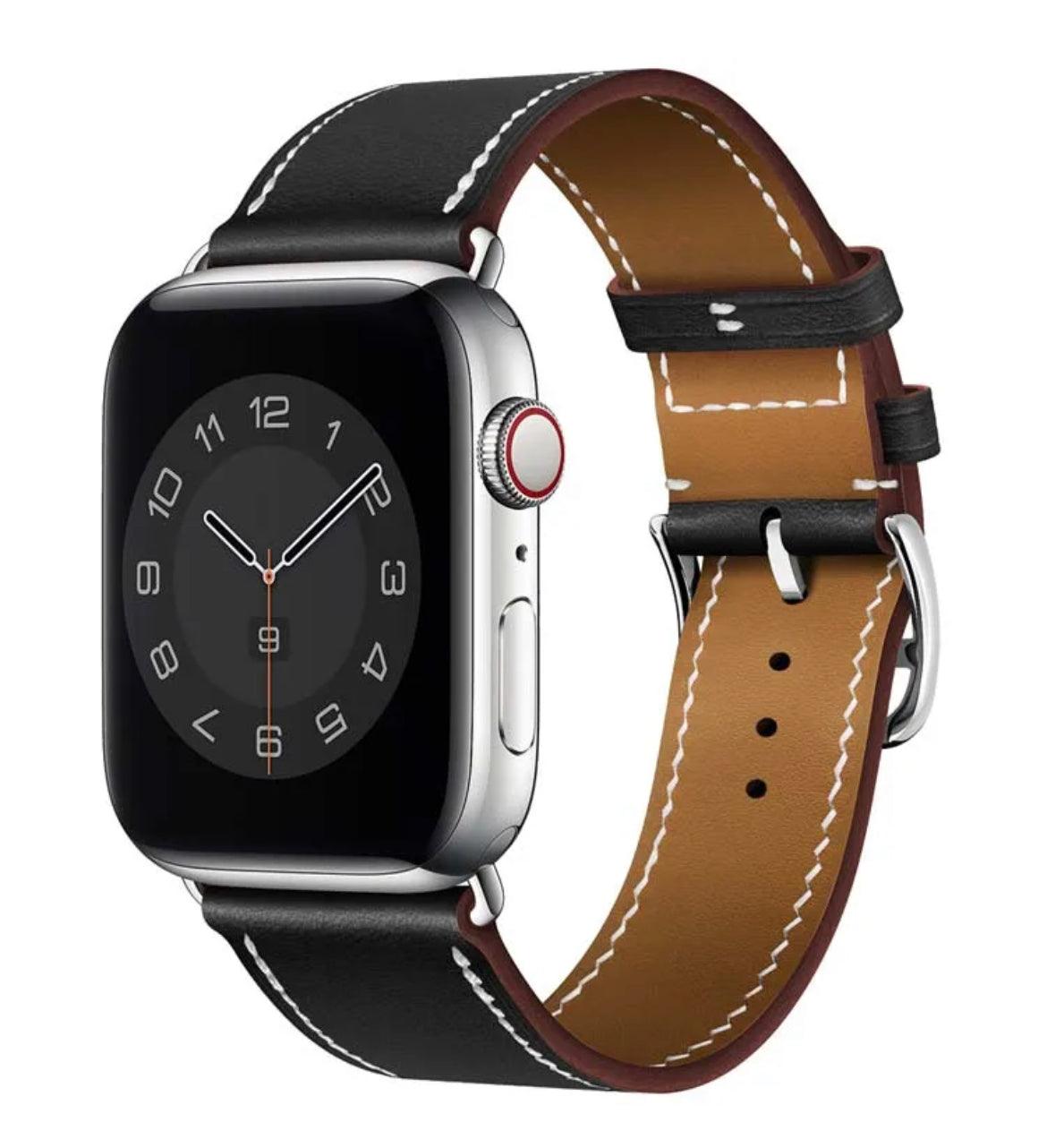 APPLE WATCH LÄDERARMBAND MODERN SVART - EleganceOfSweden
