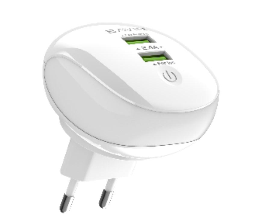 Bavin 2x USB-A med USB-A till USB-C,2,4A, 1m - Vit - EleganceOfSweden