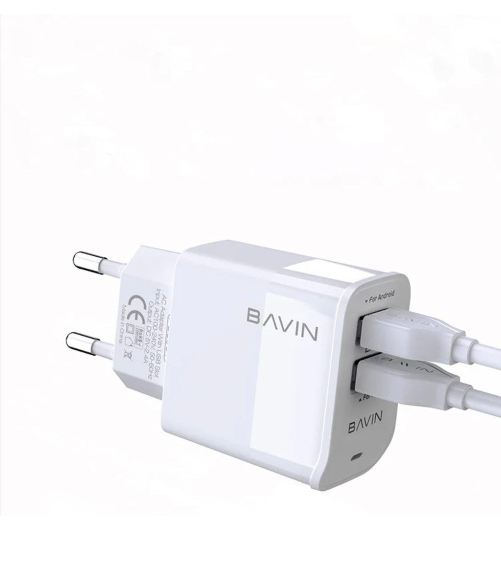 Bavin 2x USB-A med USB-A till USB-Lightning,2,4A, 1m - Vit - EleganceOfSweden