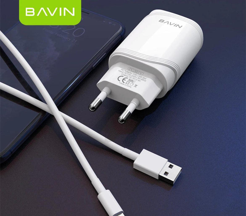 Bavin 2x USB-A med USB-A till USB-Lightning,2,4A, 1m - Vit - EleganceOfSweden