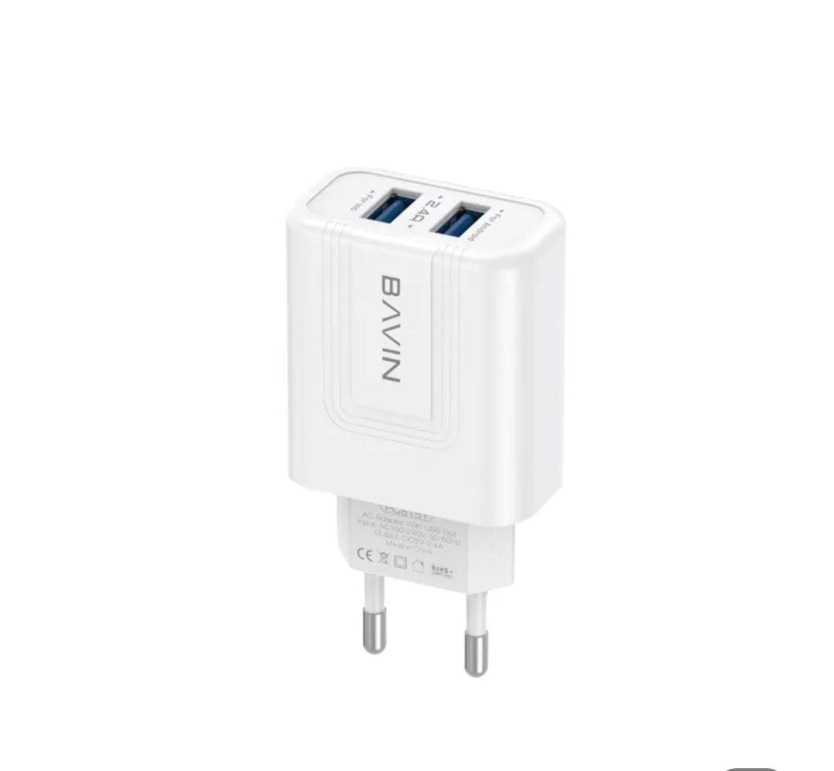 Bavin 2xUSB-A 2,4A laddare-Vit - EleganceOfSweden