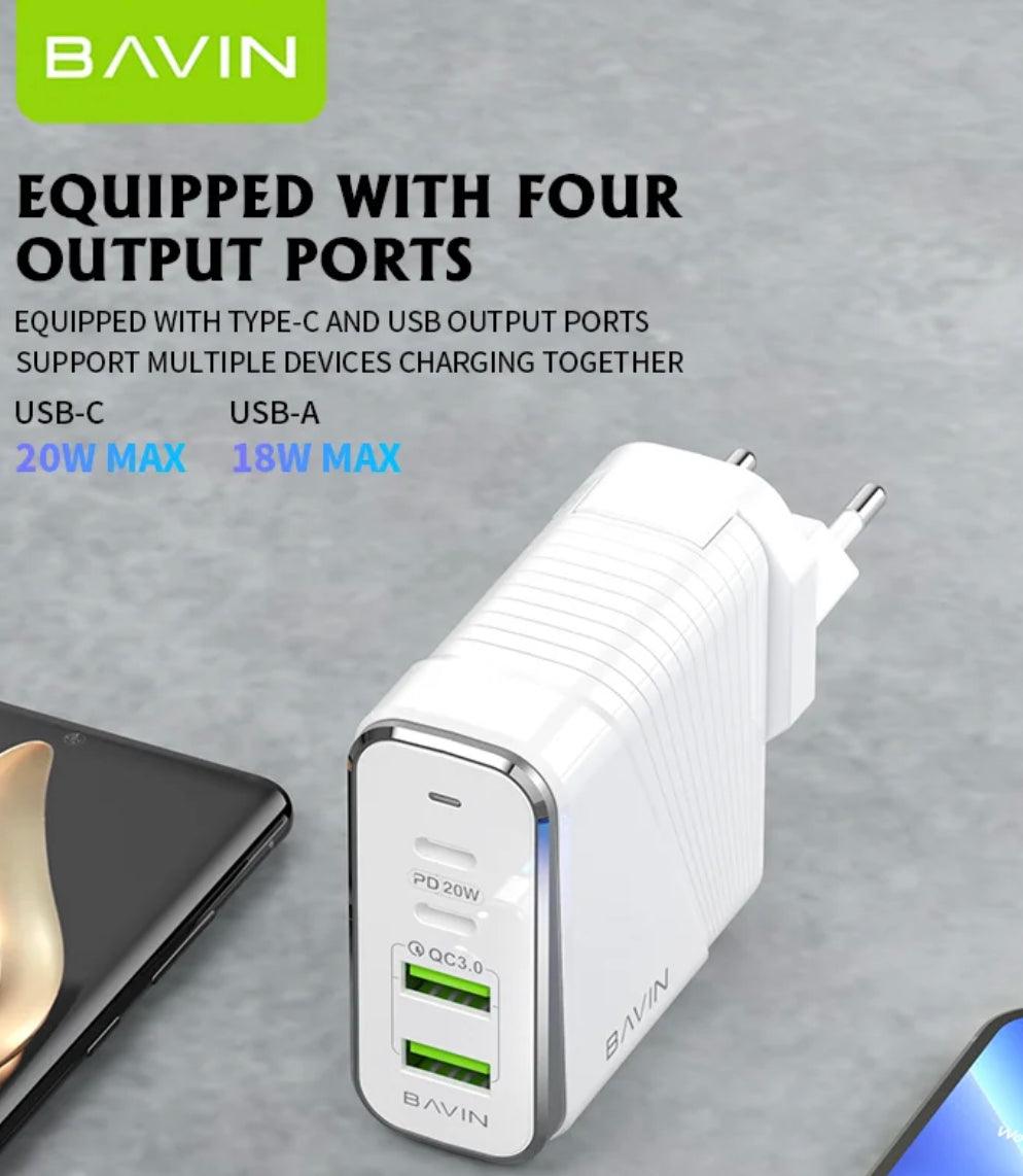 Bavin 2xUSB-A + 2xUSB-C QC3.0 & PD40W laddare-Vit - EleganceOfSweden
