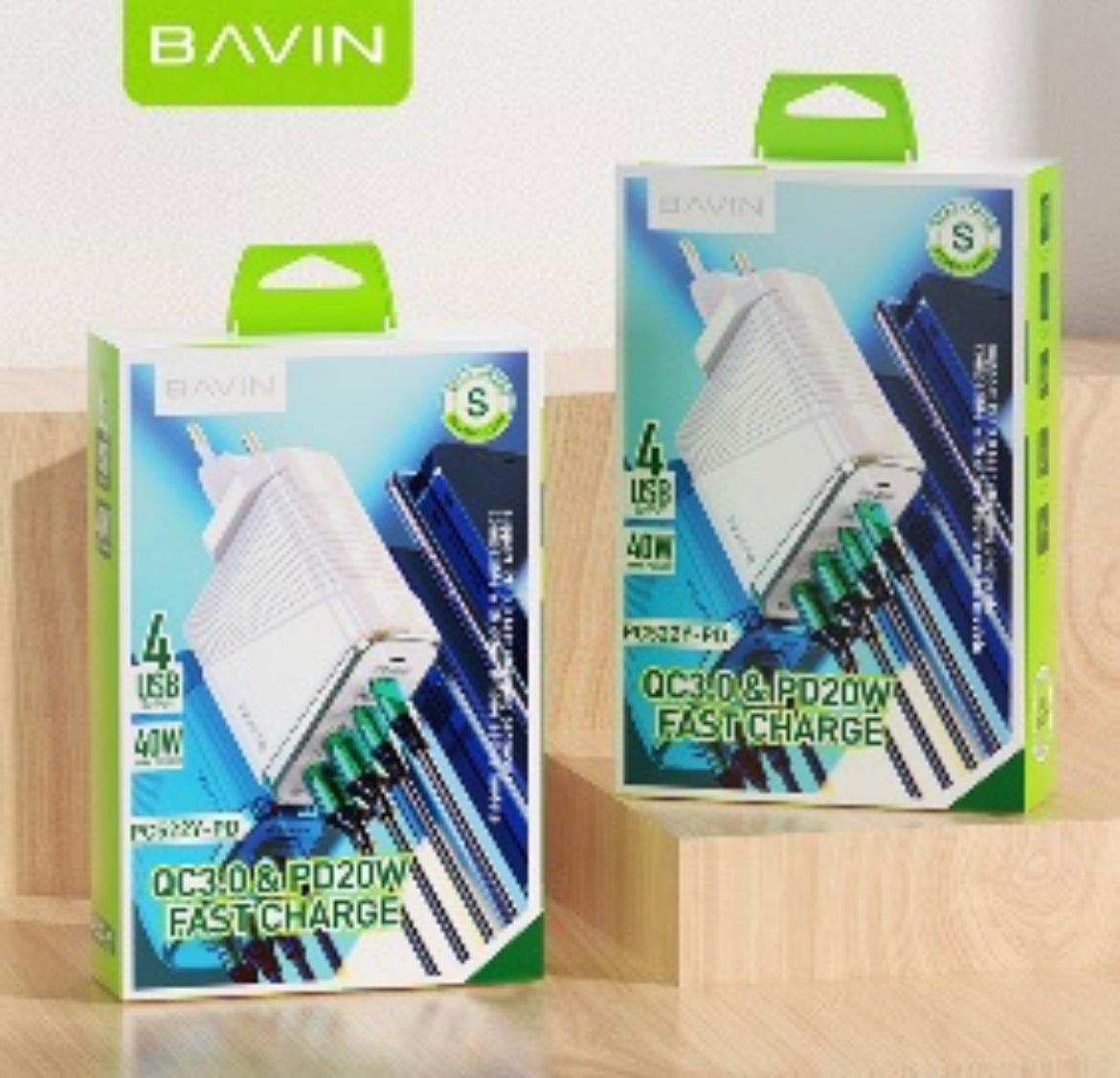 Bavin 2xUSB-A + 2xUSB-C QC3.0 & PD40W laddare-Vit - EleganceOfSweden