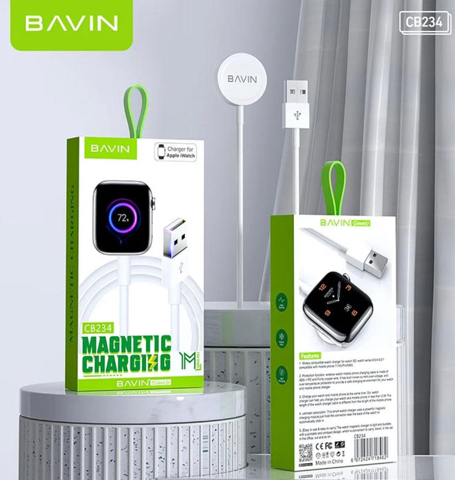Bavin Magnetisk Laddare för Apple Watch, 2.5W, 1m - Vit - EleganceOfSweden