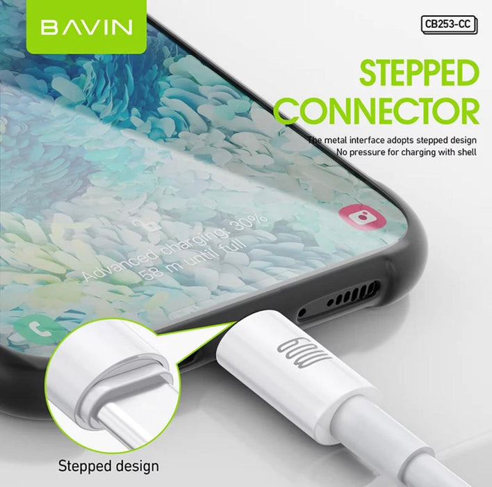 BAVIN PD, USB-C till USB-C Kabel 60W 1.2m - Vit - EleganceOfSweden