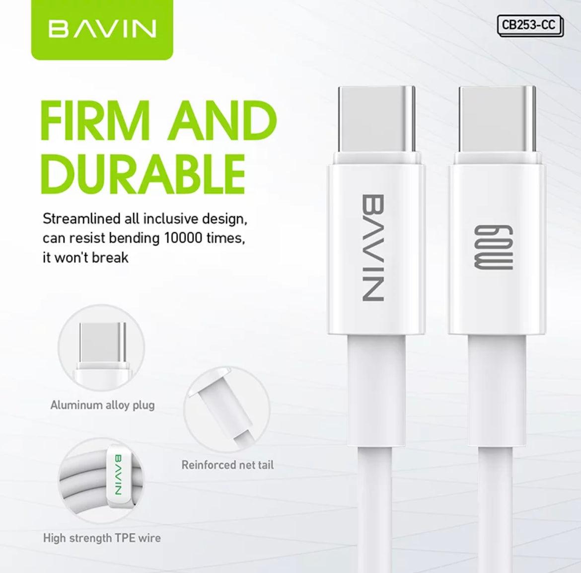 BAVIN PD, USB-C till USB-C Kabel 60W 1.2m - Vit - EleganceOfSweden