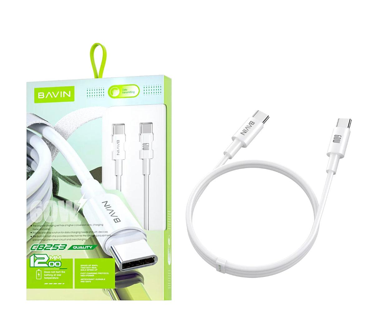 BAVIN PD, USB-C till USB-C Kabel 60W 1.2m - Vit - EleganceOfSweden