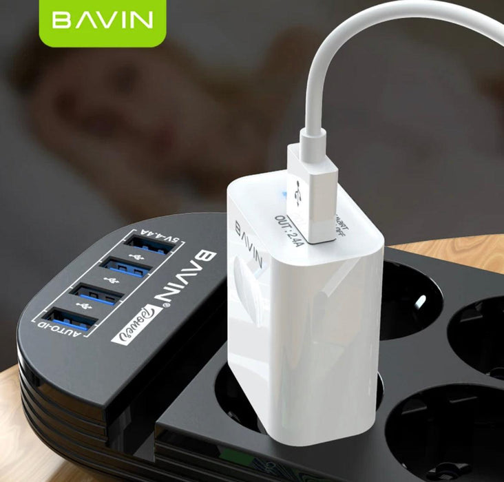 Bavin snabbladdare,2,4A, 1m USB-A till USB-lightning - Vit - EleganceOfSweden