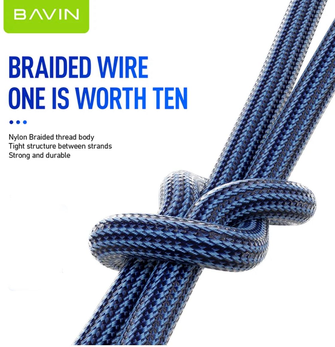 Bavin USB-A till USB-C Flätad Kabel 12W 1m - Blå - EleganceOfSweden