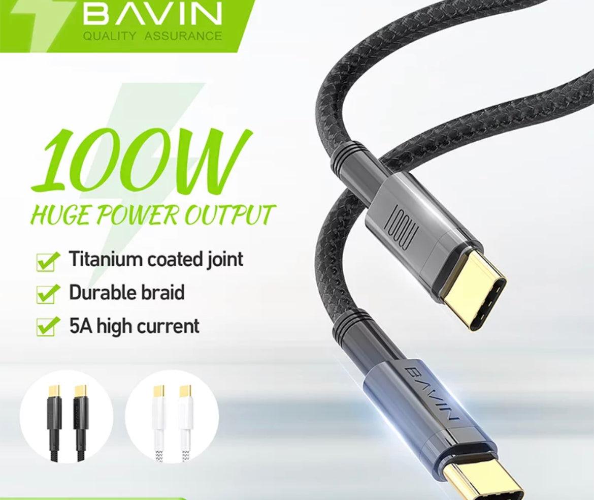 BAVIN USB-C till USB-C PD, QC3.0 Kabel 100W,5A, 1,5m - Svart - EleganceOfSweden