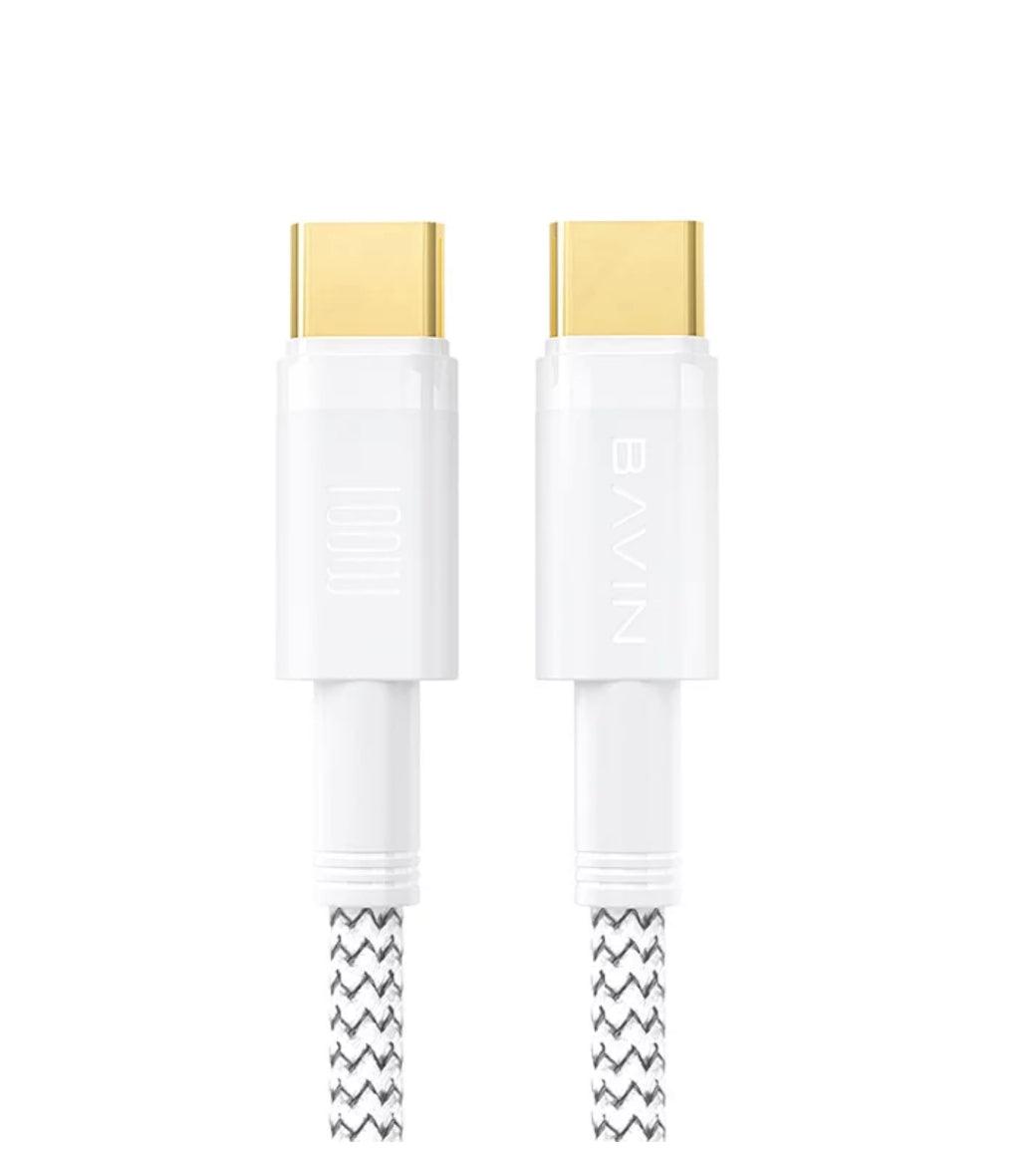 BAVIN USB-C till USB-C PD, QC3.0, Kabel 100W,5A 2m - Vit - EleganceOfSweden