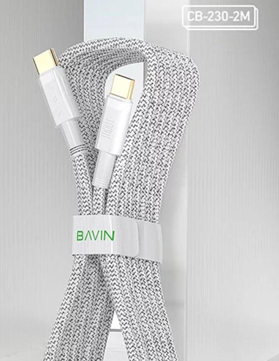 BAVIN USB-C till USB-C PD, QC3.0, Kabel 100W,5A 2m - Vit - EleganceOfSweden