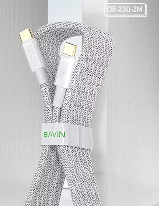 BAVIN USB-C till USB-C PD, QC3.0, Kabel 100W,5A 2m - Vit - EleganceOfSweden