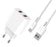 DENMEN 2x USB-A, USB-A till USB-C Q.C 3.0 laddare 12W-Vit - EleganceOfSweden