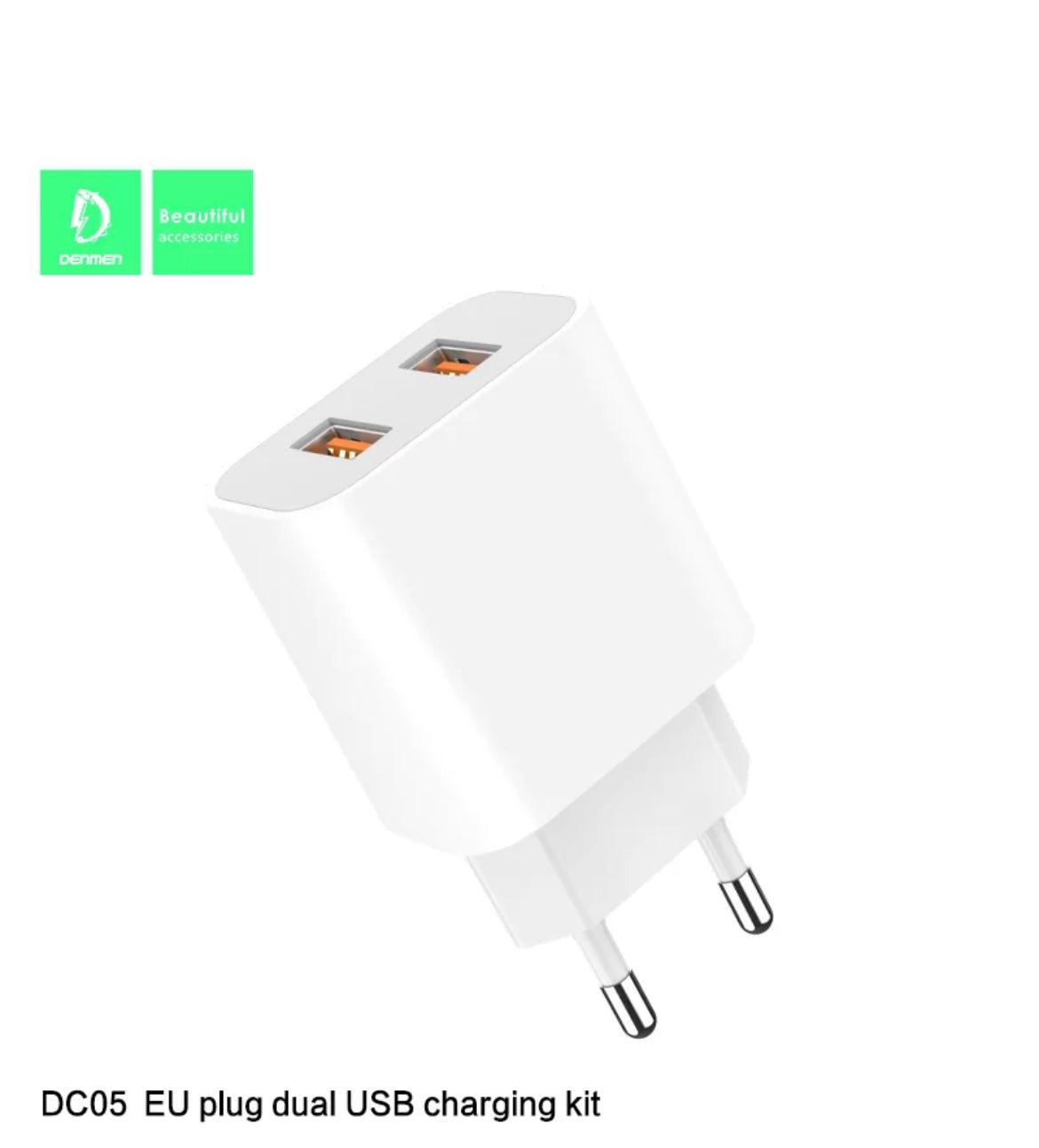 DENMEN 2x USB-A, USB-A till USB-Lightning Q.C 3.0 laddare 12W-Vit - EleganceOfSweden