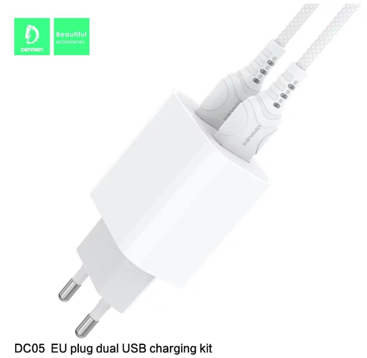 DENMEN 2x USB-A, USB-A till USB-Lightning Q.C 3.0 laddare 12W-Vit - EleganceOfSweden