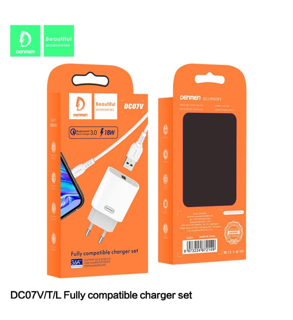 DENMEN Snabbladdare, PD,18W, 1m kabel - Vit - EleganceOfSweden