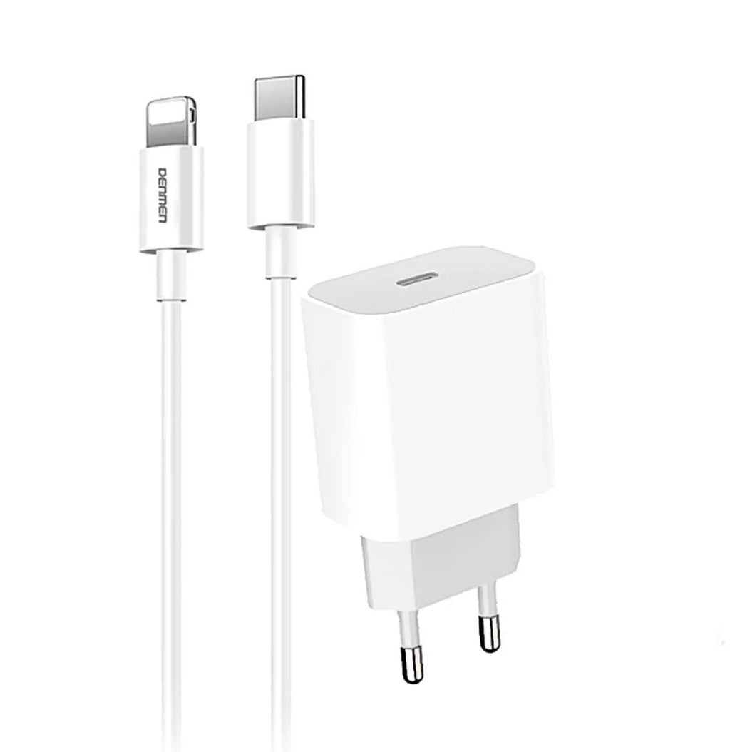 DENMEN Snabbladdare, QC3.0, PD,20W, 1m - Vit - EleganceOfSweden