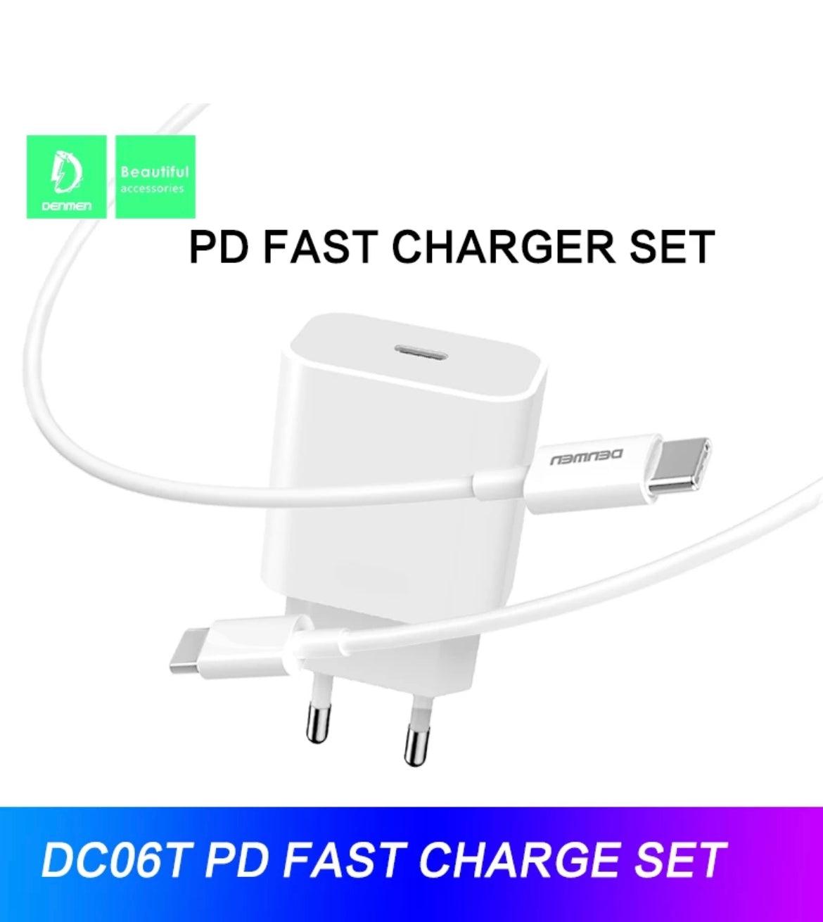 DENMEN Snabbladdare, QC3.0, PD,20W, 1m - Vit - EleganceOfSweden