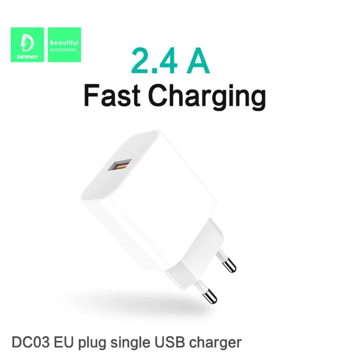 DENMEN USB-A Q.C 3.0 laddare 12W-Vit - EleganceOfSweden