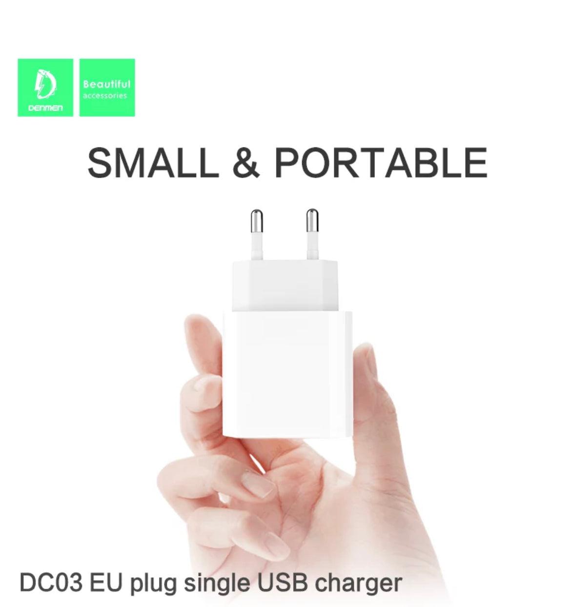 DENMEN USB-A Q.C 3.0 laddare 12W-Vit - EleganceOfSweden