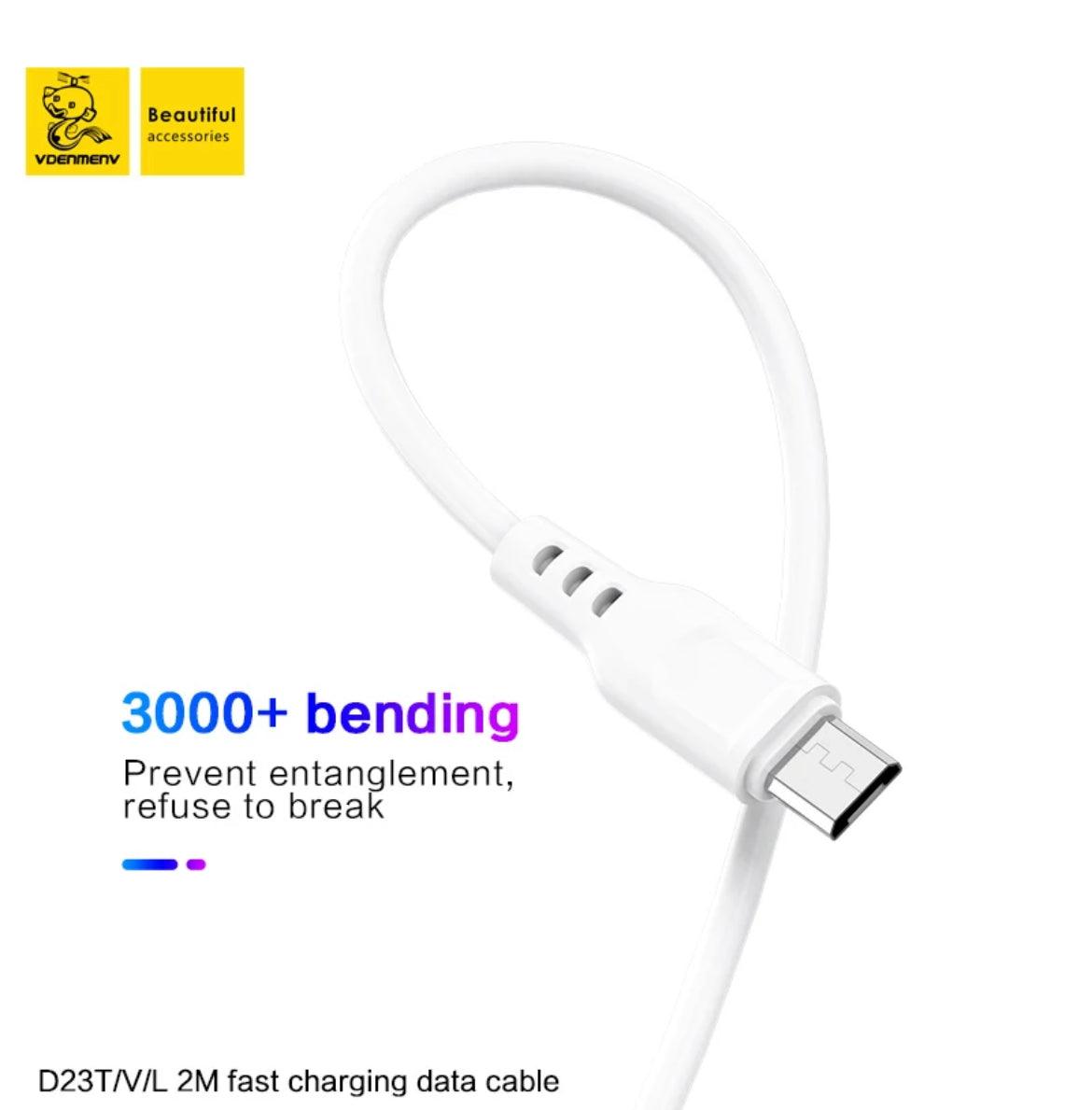 DENMEN USB-A till USB-C, 2.1A, Vit - EleganceOfSweden