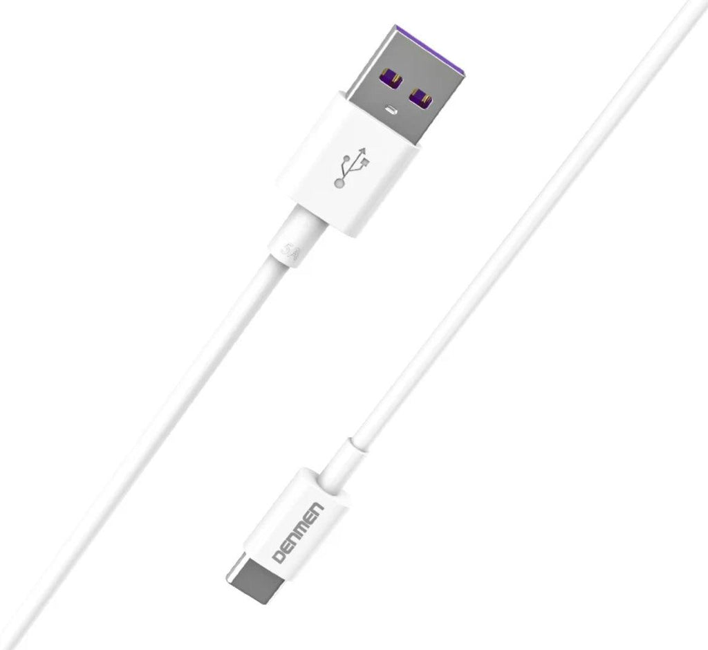 DENMEN USB-A till USB-C, 5,4A, PD, Vit,1m - EleganceOfSweden
