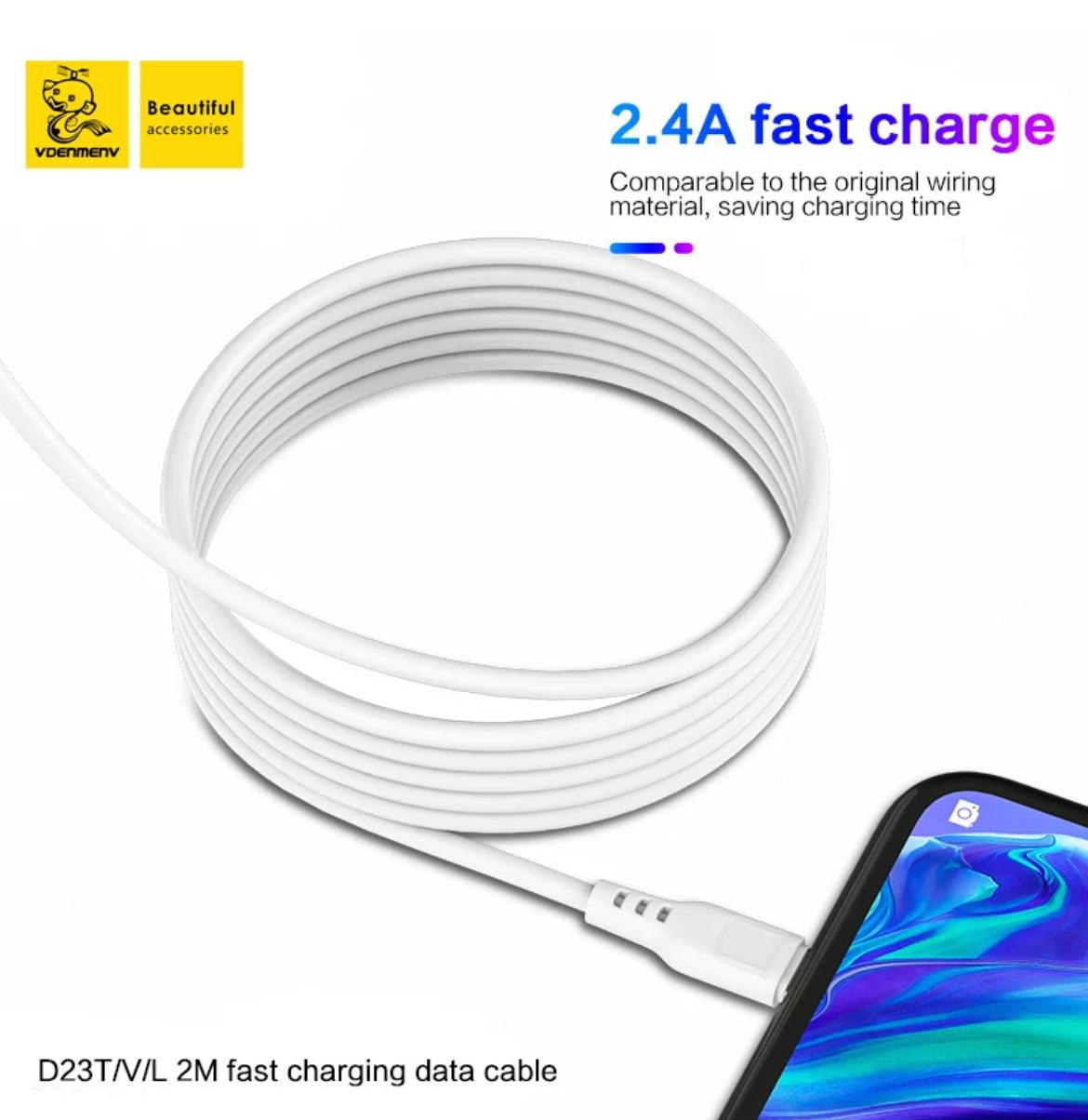 DENMEN USB-A till USB-Lightning, 2.1A, Vit - EleganceOfSweden