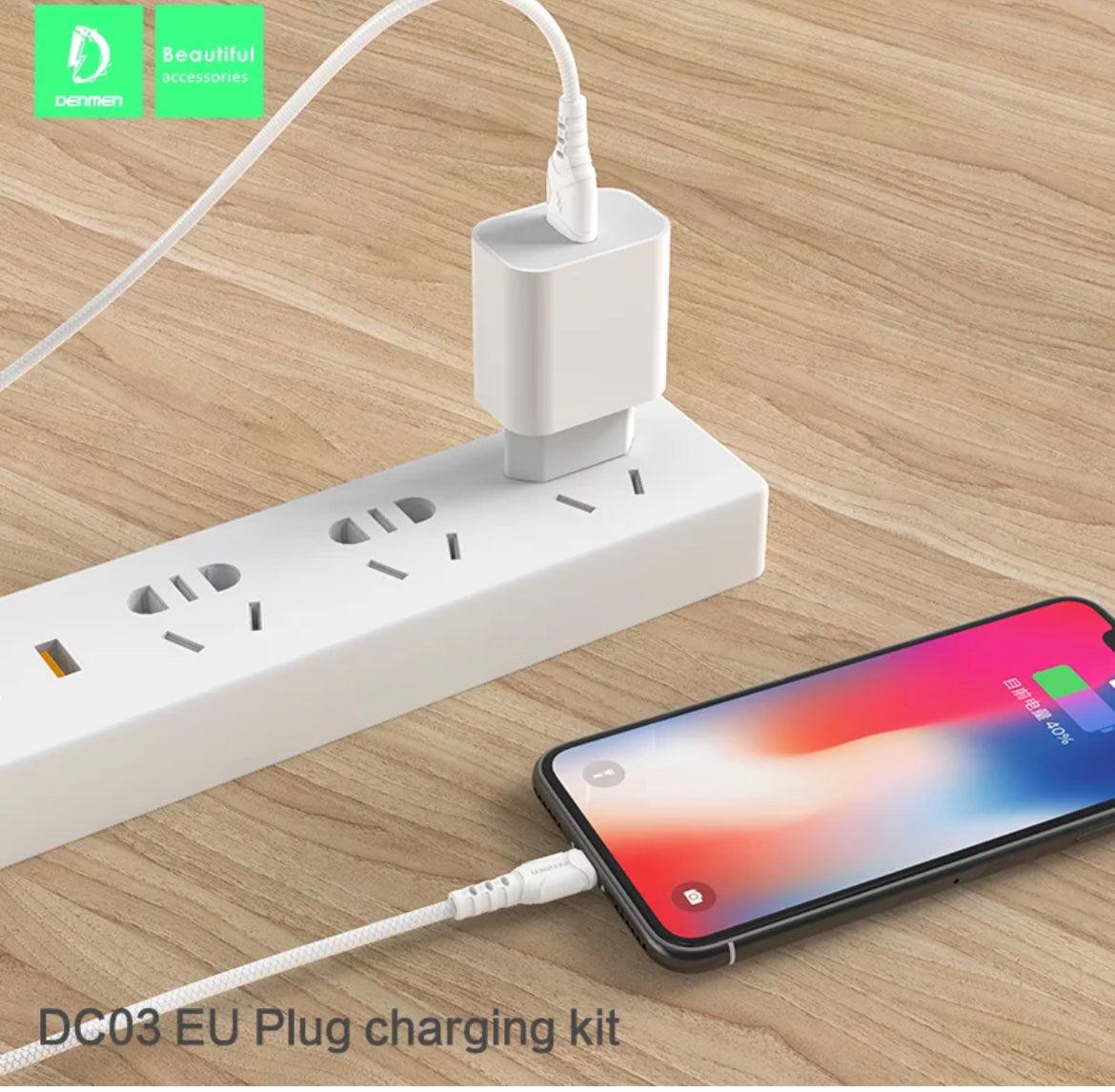 DENMEN USB-A till USB-Lightning Q.C 3.0 laddare 12W-Vit - EleganceOfSweden