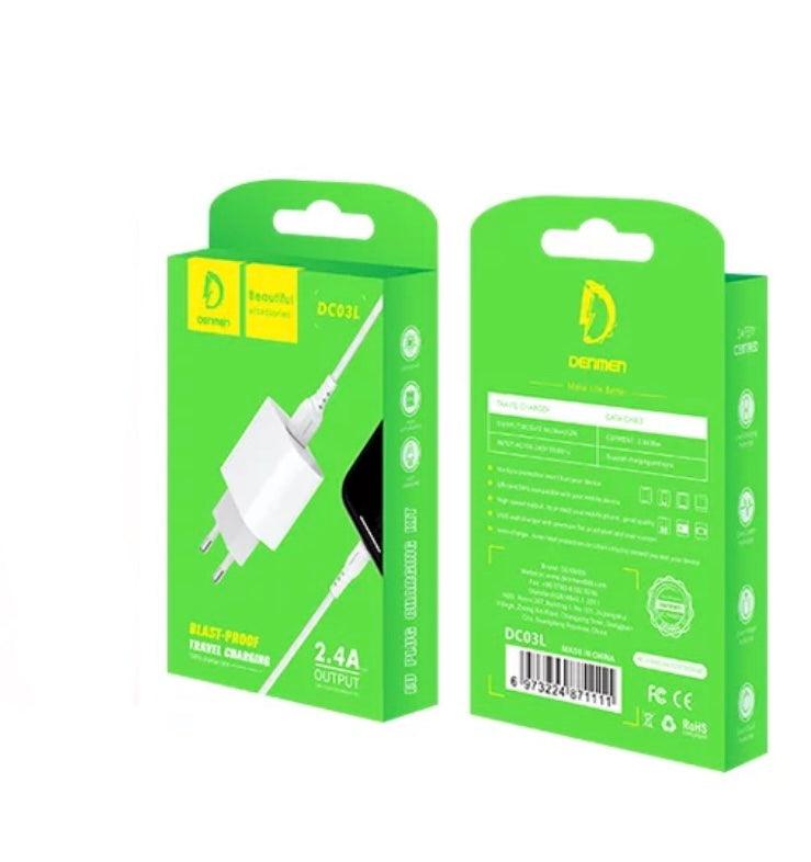 DENMEN USB-A till USB-Lightning Q.C 3.0 laddare 12W-Vit - EleganceOfSweden