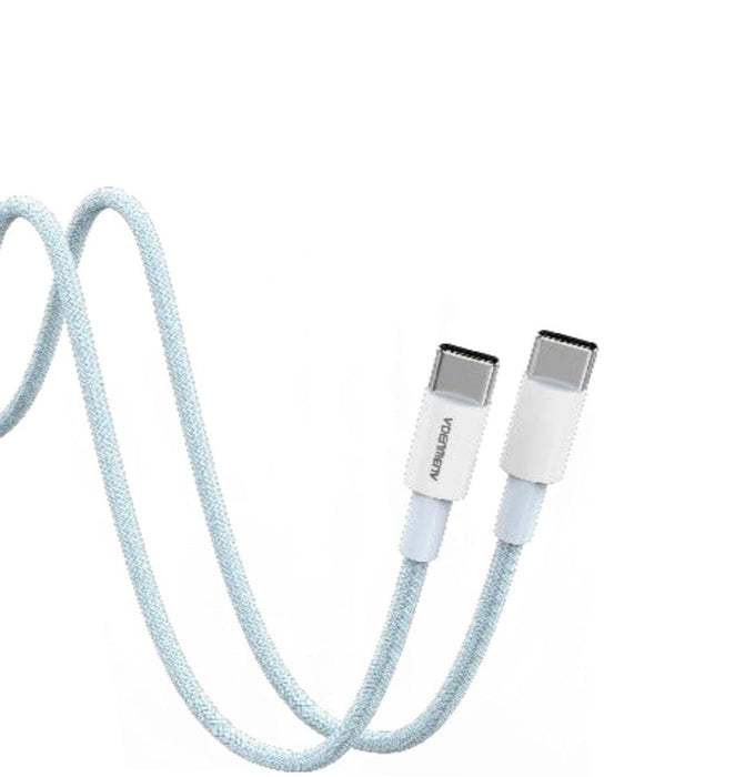 DENMEN USB-C till USB-C Flätad Kabel 100W 1m - Blå - EleganceOfSweden