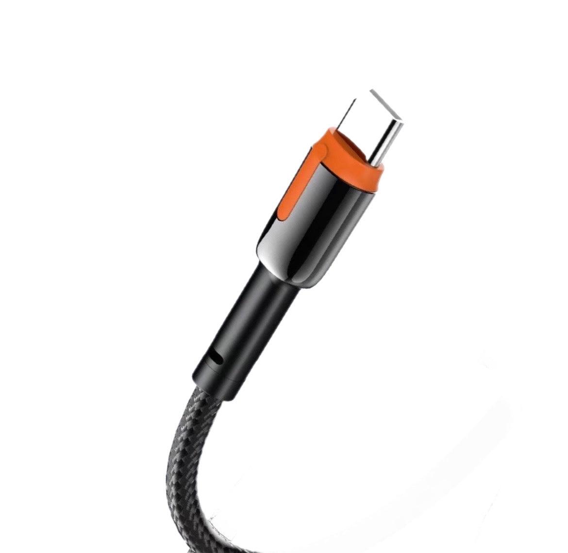 DENMEN USB-kabel med USB-C 2,4A, 1 m - Röd/Svart - EleganceOfSweden
