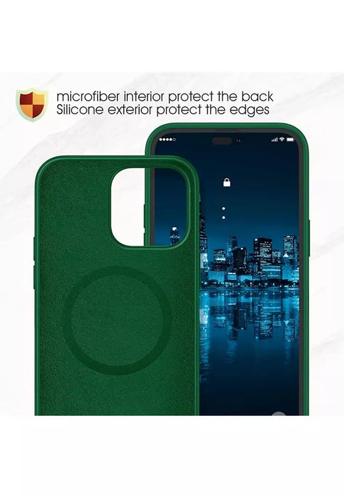 Grön Liquid Silikonskal med MagSafe för iPhone 14 - Elegans och Kraft i Perfekt Harmoni