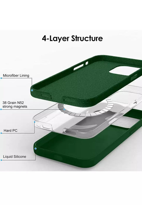 Grön Liquid Silikonskal med MagSafe för iPhone 14 - Elegans och Kraft i Perfekt Harmoni