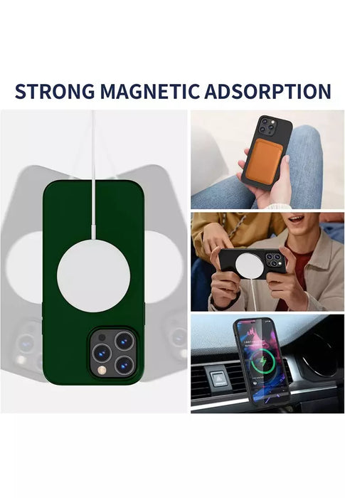 Grön Liquid Silikonskal med MagSafe för iPhone 14 Pro - Elegans och Kraft i Perfekt Harmoni