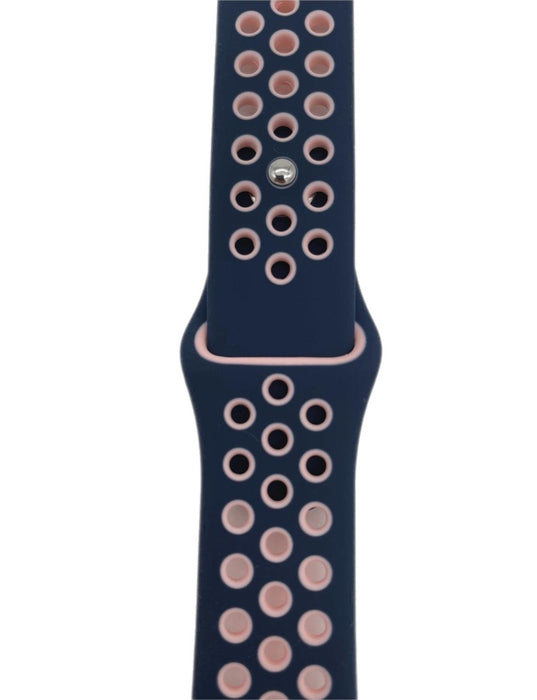 Ihåligt Silikon Armband Apple Watch MARINBLÅ/ROSA - EleganceOfSweden
