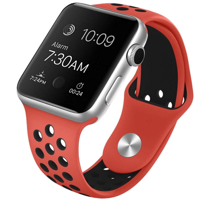 Ihåligt Silikon Armband Apple Watch RÖD/SVART - EleganceOfSweden